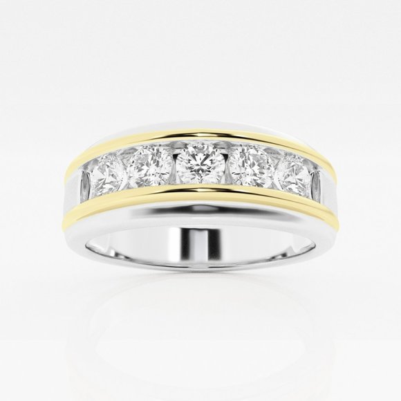 1 Ctw Round Lab Grown Diamond Men's Channel Set Wedding Band - Picture 1 of 4